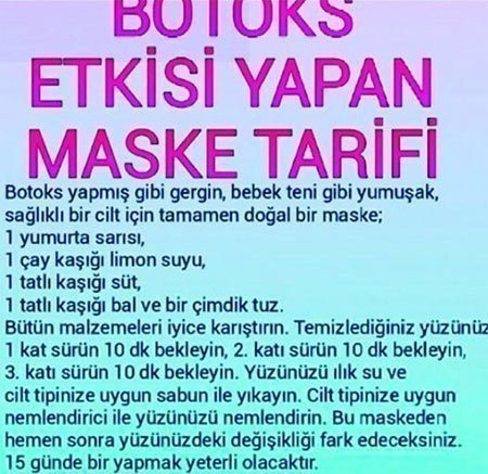 Botoks Etkili Maske Tarifi